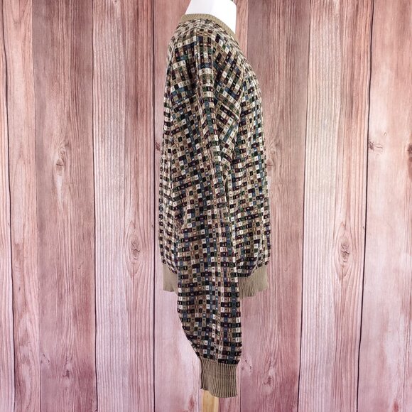 Vtg Tricots St Raphael Sweater Men XL Geometric Abstract Grandpa Coogi Style USA - Picture 5 of 16